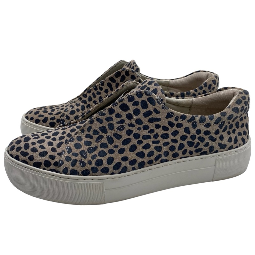 J Slides Sneaker Heidi Slip On Leopard Leather Laceless Platform Womens Size 6